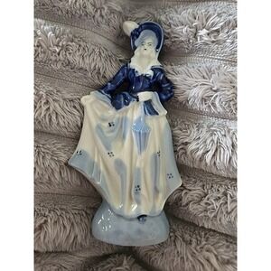 Vintage 1940's Delft porcelain Victorian women holding umbrella occupied Japan
